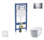 GEBERIT - Duofix Set předstěnové instalace, klozetu a sedátka Tece One, tlačítka Sigma30, Rimless, SoftClose, lesklý chrom/chrom mat SANI11CT1102