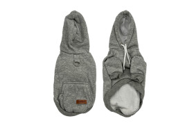 Cotex bavlněná mikina pro psa s poutkem Barva: Šedá, Délka zad (cm): 28, Obvod hrudníku: 36 - 42 cm