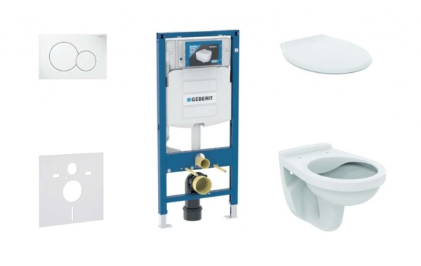 GEBERIT - Duofix Set předstěnové instalace, klozetu Alpha a sedátka, tlačítko Sigma01, alpská bílá SANI11CD3124