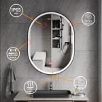 Erga Gwen, oválné LED zrcadlo 60x80cm v černém kovovém rámu, 3 barvy světla, přední osvětlení, vyhřívací podložka proti zapaření, ERG-V01-GWEN-6… ERG-V01-GWEN-6080-BK