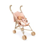 Konges Sløjd Panenka s kočárkem Poppy Doll Pink Check, růžová barva, kov, plast, textil