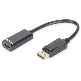 Digitus DB-340400-001-S DisplayPort / HDMI adaptér [1x zástrčka DisplayPort - 1x HDMI zásuvka] černá kulatý, dvoužilový stíněný, zablokovatelný , podpora HDMI