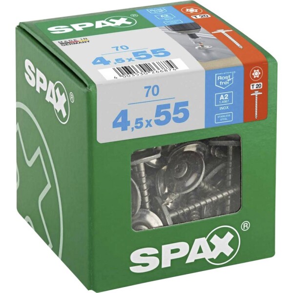 SPAX 4577000450556 Klempířský šroub 4.5 mm 55 mm T-STAR plus nerezová ocel A2 70 ks