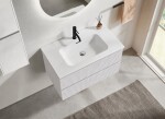 CERANO - Koupelnová skříňka Carole - bílá matná rýhovaná + keramické umyvadlo Novo - bílá lesklá - 81x49,5x46,5 CER-778947