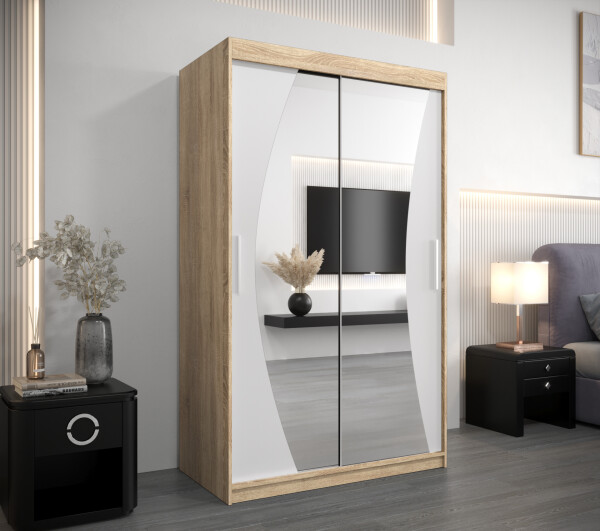 Šatní skříň Abi W0 Barva korpusu: Dub Sonoma, Rozměry: 120 cm, Dveře: Bílá