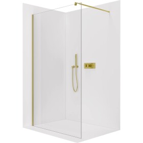 CERANO Sprchová zástěna Walk-in Onyx Round L/P - 8 mm - kulatá vzpěra - zlatá, transparentní sklo - 100x200 cm