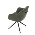 Židle jídelní a konferenční, zelená látka, černé kovové nohy, otočný mechanismus