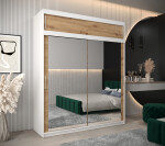 Šatní skříň Abi T3 s nástavcem Barva korpusu: Černá, Rozměry: 150 cm, Dveře: Černá