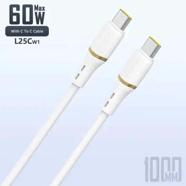 Dudao Datový kabel L25C / USB-C / USB-C / 60W / 1 m / bílá (200623)