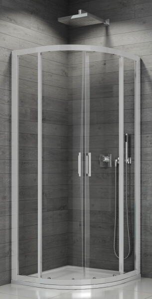 SanSwiss TOPR500800107 Sprchový kout čtvrtkruhový 80×80 cm, matný elox/sklo
