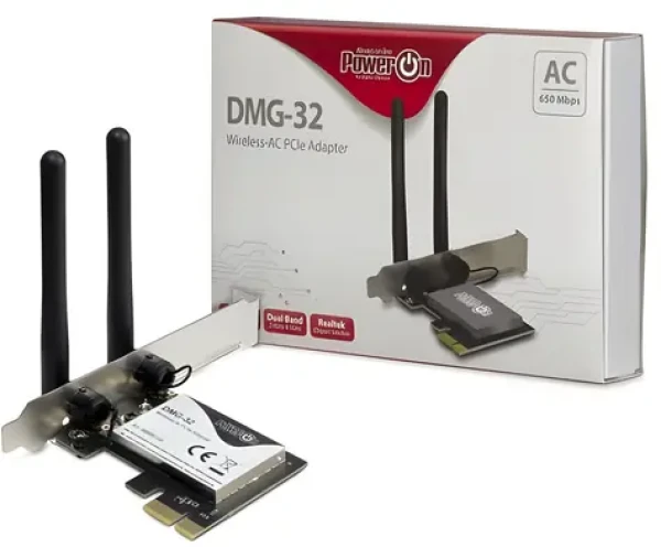 Inter-Tech DMG-32 / WiFi adaptér / PCIe x1 / 802.11ac / 650 Mb/s / 2,4 a 5 GHz (88888148)