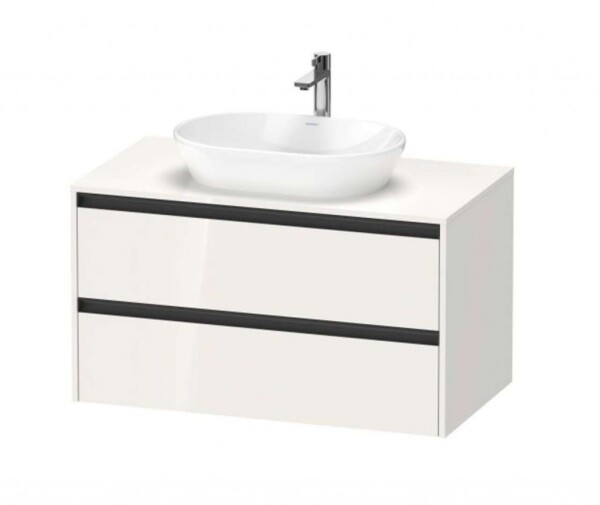 DURAVIT - Ketho.2 Umyvadlová skříňka s výřezem 57x100x55 cm, 2 zásuvky, lesklá bílá K24896022220000