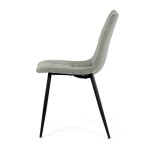 Židle jídelní, zelená látka, čtyřnohá kovová podnož, černý mat