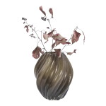 MADAM STOLTZ Exkluzivní set: Skleněná váza Taupe + aranžovací kroužek Hanataba, béžová barva, šedá barva, hnědá barva, sklo