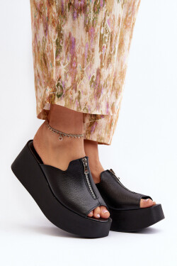 Zazoo 2916 Dámské žabky na masivní platformě se zipem Černé 40