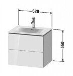 DURAVIT - L-Cube Umyvadlová skříňka 55x62x48 cm, 2 zásuvky, lesklá bílá LC630502222