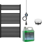 CERANO Koupelnový elektrický radiátorový set Vincenzo - WIFI - 300W - černá matná - 970x600 mm