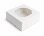 Cake star krabička bílá s okénkem nízka 9x9x3,5cm