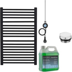 CERANO Koupelnový elektrický radiátorový set Antonio - WIFI - 300W - černá matná - 860x550 mm