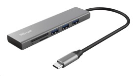 Trust Halyx Fast USB-C Hub Card reader stříbrná / 3x USB 3.1 / čtečka karet (24191)