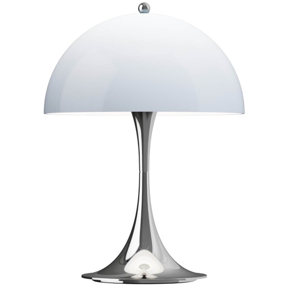 Louis Poulsen Přenosná lampa Panthella 250 Opal Bluegrey / Chrome, modrá barva, plast