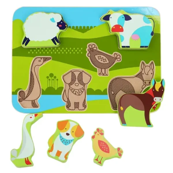 Lucy Leo Zvířátka na farmě dřevěné vkládací puzzle