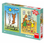 Puzzle 2x48 dílků: Pejsek kočička