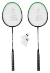 RULYT Badmintonový set černo-zelený / 2x raketa 24 cm / 2x míček / Cestovní vak