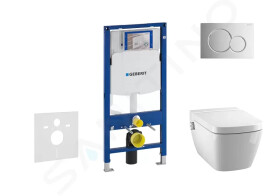 GEBERIT - Duofix Modul pro závěsné WC s tlačítkem Sigma01, lesklý chrom + Tece One - sprchovací toaleta a sedátko, Rimless, SoftClose 111.300.00.5 NT2