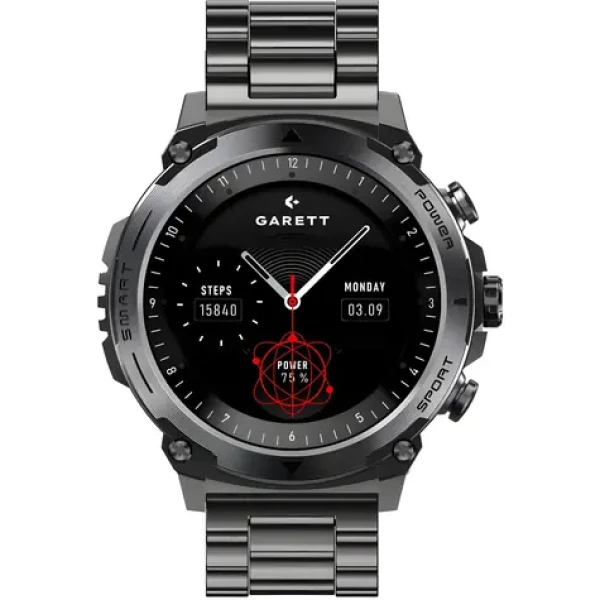 Garett Atom Black Steel / Chytré hodinky / 1,43" AMOLED / IP68 / telefonování / Android iOS (5904238486856)