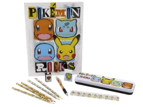 CYP BRAND Školní set Pokémon / Kovový penál s doplňky / 11 dílů (GS-616-PKEPM)