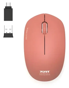 PORT CONNECT Wireless COLLECTION cihlová / Bezdrátová myš / USB-A/USB-C dongle / 2,4 GHz / 1600 DPI (900542)