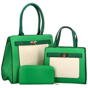 Luxusní sada: Kabelka přes rameno, kabelka do ruky a peněženka Gavrila, zelená