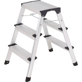 TOOLCRAFT TO-10104642 Slitina hliníku stupňovitý dvojitý žebřík skládací, Montáž bez nářadí stříbrná EN 14183 2.87 kg