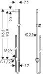 AXOR - One Sprchová tyč 97 cm se sprchovou hadicí, matná černá 48792670