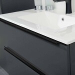 Mereo Mailo, koupelnová skříňka s keramickým umyvadlem 121 cm, dub Riviera, černé madlo CN523B