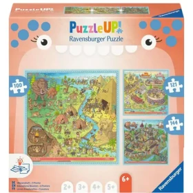 Ravensburger Puzzle UP! Historie – Doba kamenná, Starověký Řím, Středověk (100, 121 a 144 dílků)