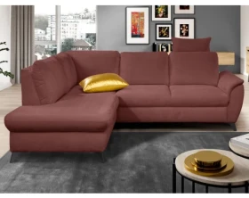 Rohová sedací souprava Geneva, oranžovo-hnědá látka, levý roh