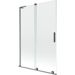 MEXEN/S - Velar L dvoukřídlá posuvná vanová zástěna 120 x 150, transparent, grafit kartáčovaná 896-120-003-01-66