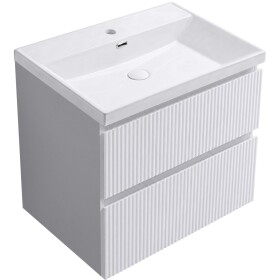 CERANO - Koupelnová skříňka Carole - keramické umyvadlo Viano - bílá matná rýhovaná - 50,8x62,5x46,4 CER-925951