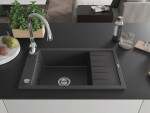 MEXEN/S - Elias Elias granitový dřez 1-miska s odkapávačem včetně baterie Savita, černá kropenatá 6511-76-672601-00