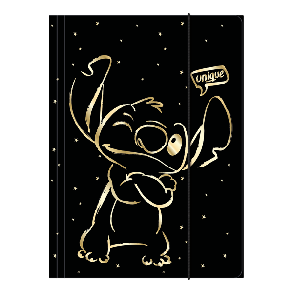 Colorino školní desky s gumičkou, Stitch Gold 1, A4, karton - 12ks