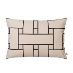 Ferm Living Povlak na polštář Lattice Offset Off-white/Black 40 × 60 cm, krémová barva, textil