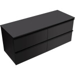 CERANO - Koupelnová skříňka Velora - černá matná, úchytka černá + deska pod umyvadlo Navira Slim - 18 mm - 120x54,8x46,5 CER-664759