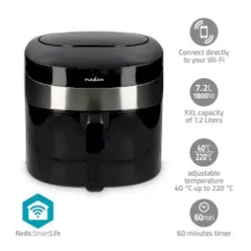 Nedis KAAF180BKW černá / Horkovzdušná fritéza SmartLife / 1800 W / 7.2 l / 8 programů / Wi-Fi / Android iOS (KAAF180BKW)
