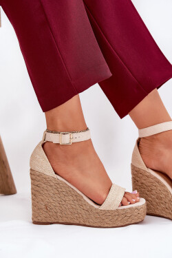 Dámské Sandály Na Klínu S Pletením Béžové Adelio 41