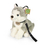 Plyšový pes husky sedící s vodítkem 28 cm ECO-FRIENDLY