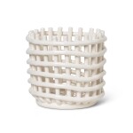 Ferm Living Keramický koš Off White Small, bílá barva, keramika