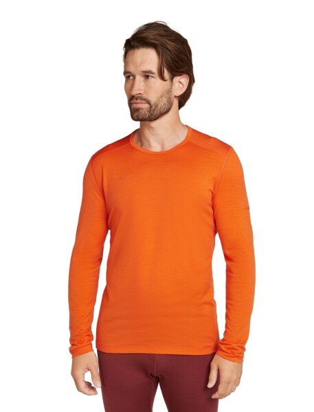 Pánské merino tričko s dlouhým rukávem ICEBREAKER Mens 200 Oasis LS Crewe, Blaze velikost: S