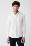 Avva Men's White Easy-to-Iron Cotton Blended Buttoned Collar Slim Fit Slim Fit Shirt